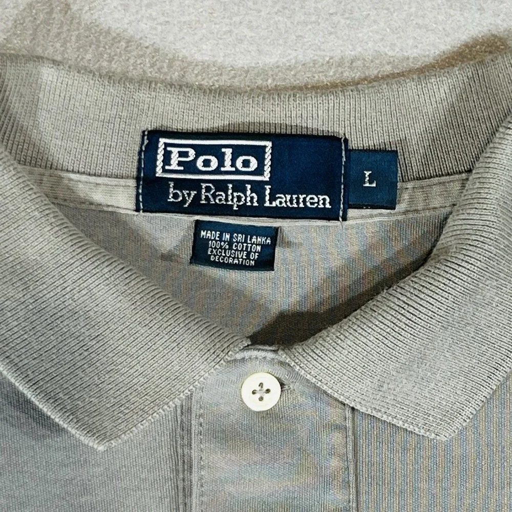 Polo Ralph Lauren Mens Large Gray Classic Fit Cotton Short Sleeve Polo Shirt
